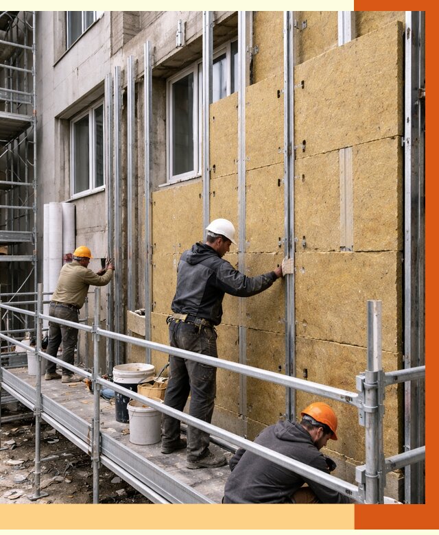 Утепление вентилируемого фасада в Курске от 5837 руб/м2 — монтаж и утепление вентфасад | ТепломастерКус