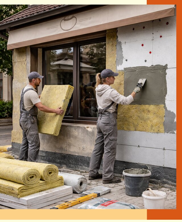 Утепление кафе в Курске от 4378 руб/м2 — комплексно под ключ | ТепломастерКус